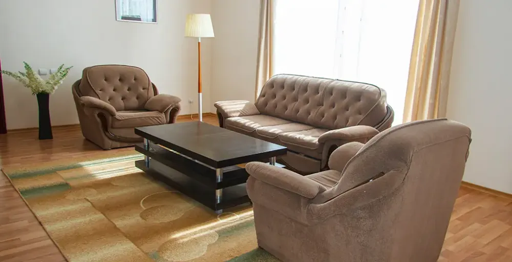 Гостиная зона с диванами и журнальным столиком