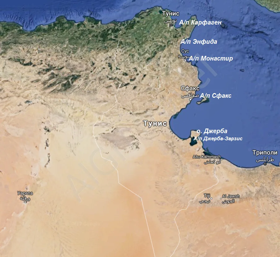 Карта Туниса